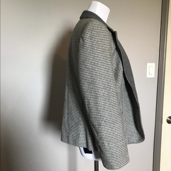80s Vintage Gray Houndstooh Wool Blazer - Picture 4 of 7